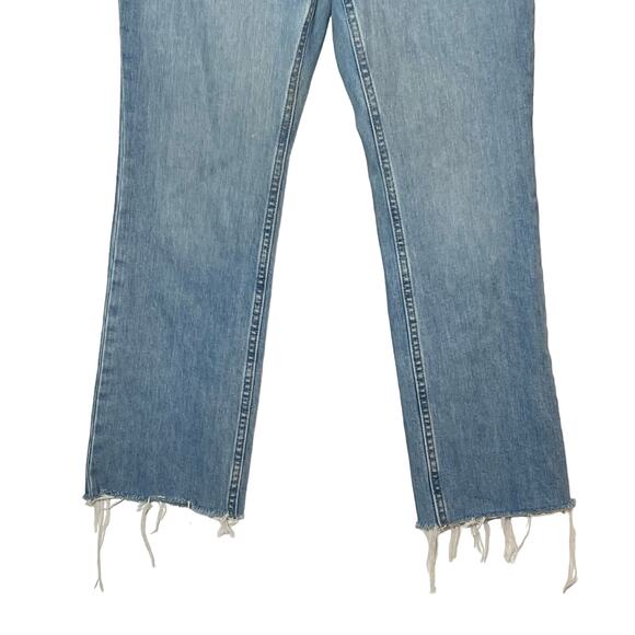 Everlane Straight Leg Jeans Women's SZ 29 Blue Denim Mid Rise Frayed Hem Cropped - Picture 4 of 9